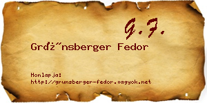 Grünsberger Fedor névjegykártya